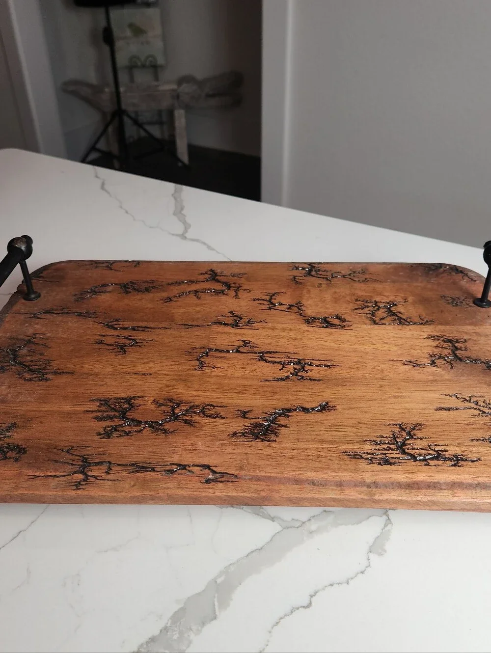 One-of-a-Kind Lichtenberg Fractal Burned Wood Serving Tray ⚡